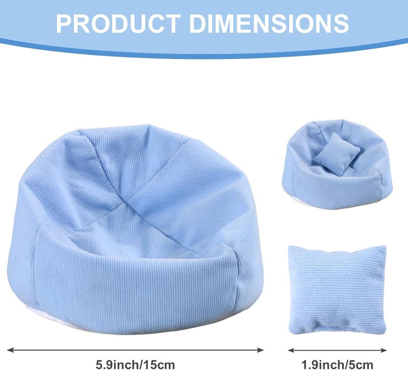 Walant Doll Car Seat Compatible with Labubu, Handmade Bean Bag Chair for 15-17cm Doll, Anti-Slip Bottom, Cute Doll Accessories for Display, Fans&Collectors Gifts, Durable Corduroy Fabric (Sky Blue) - Image 3